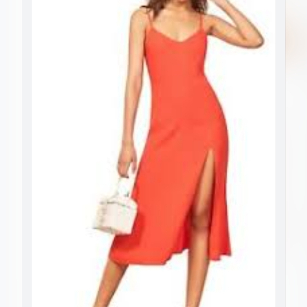 Elegant Orange Spaghetti Strap Dress